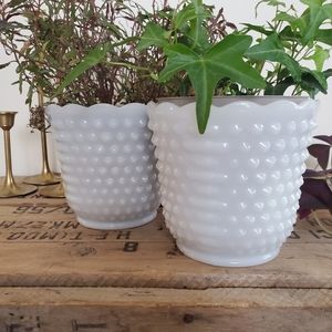 Pair of Vintage Milk Glass Jars or Planters